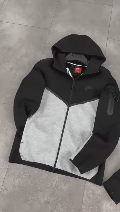 Dres męski Nike Tech Fleece, czarny - klasyczny szary. Model 2024. Jakość premium