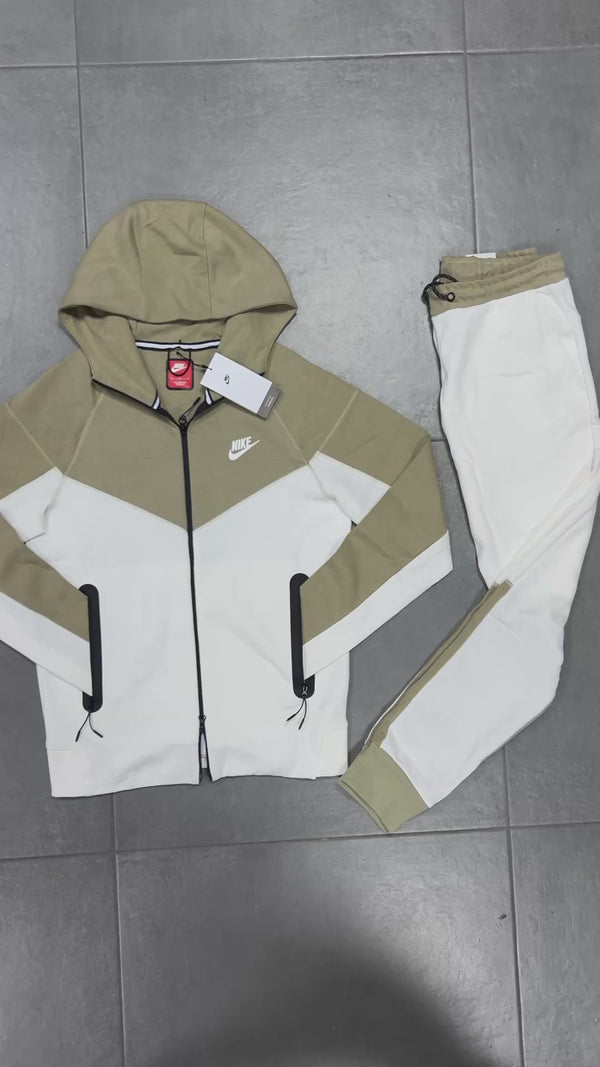 Męski dres Nike Tech Fleece, oliwkowozielony i biały. Model 2023. Najwyższa jakość